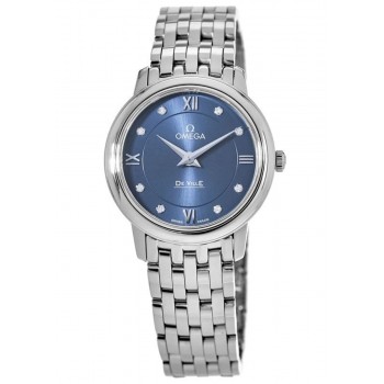 Réplique Montre pour femme Omega De Ville Prestige avec cadran en diamant bleu 424.10.27.60.53.001