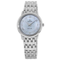 Réplique Montre pour femme Omega De Ville Prestige avec cadran en nacre bleue et diamant 424.10.27.60.57.001