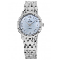 Réplique Montre pour femme Omega De Ville Prestige avec cadran en nacre bleue et diamant 424.10.27.60.57.001