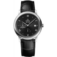 Réplique Montre pour homme Omega De Ville Prestige Power Reserve Co-Axial avec cadran noir et bracelet en cuir 424.13.40.21.01.002