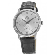 Réplique Omega De Ville Prestige Co-Axial Chronomètre Automatique Cadran Argent Bracelet Cuir Montre Homme 424.13.40.21.02.001