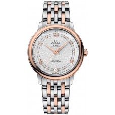 Réplique Montre pour femme Omega De Ville Prestige Co-Axial 32,7 mm, cadran argenté, or rose et acier 424.20.33.20.52.002