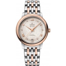 Réplique Montre pour femme Omega De Ville Prestige Co-Axial 32,7 mm avec cadran diamant argenté, or rose et acier 424.20.33.20.52.003