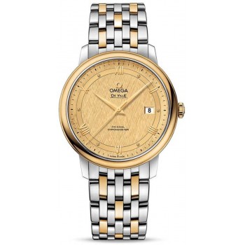 Réplique Montre pour homme Omega De Ville Prestige Co-Axial 39,5 mm avec cadran champagne en or jaune et acier inoxydable 424.20.40.20.08.001