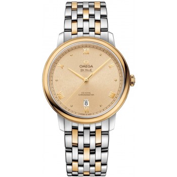 Réplique Montre pour homme Omega De Ville Prestige Co-Axial 39,5 mm avec cadran champagne en or jaune et acier 424.20.40.20.08.002