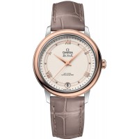 Réplique Montre pour femme Omega De Ville Prestige Co-Axial 32,7 mm avec cadran ivoire et bracelet en cuir or rose 424.23.33.20.09.001