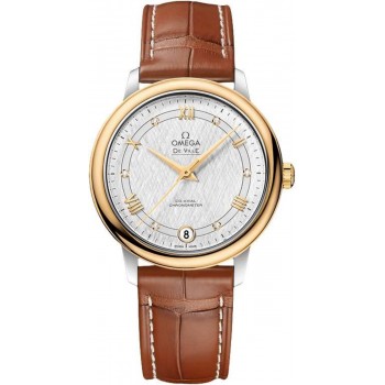 Réplique Montre pour femme Omega De Ville Prestige Co-Axial 32,7 mm en acier inoxydable et or jaune en cuir marron 424.23.33.20.52.001