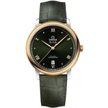 Réplique Montre pour homme Omega De Ville Prestige Co-Axial 39,5 mm, cadran vert, or jaune et bracelet en acier, 424.23.40.20.10.001