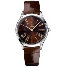 Réplique Montre pour femme Omega De Ville Tresor avec cadran marron et bracelet en cuir 428.18.36.60.13.001