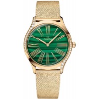 Réplique Montre pour femme Omega De Ville Tresor avec cadran vert et diamant en or jaune 428.55.36.60.99.003