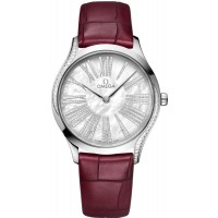 Réplique Montre pour femme Omega De Ville Tresor avec cadran en nacre et diamant en or blanc et bracelet en cuir 428.58.36.60.55.001