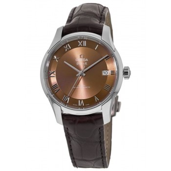 Réplique Montre Omega De Ville Hour Vision automatique avec cadran marron et bracelet en cuir pour homme 433.13.41.21.10.001