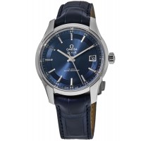 Réplique Montre Omega De Ville Hour Vision automatique avec cadran bleu et cuir bleu pour homme 433.33.41.21.03.001