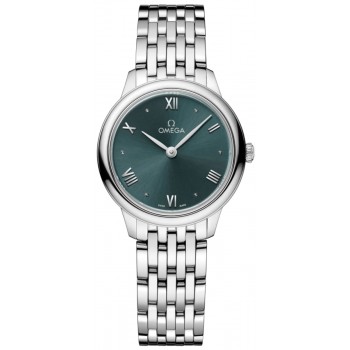 Réplique Montre pour femme Omega De Ville Prestige Quartz 27,5 mm cadran vert en acier 434.10.28.60.10.001