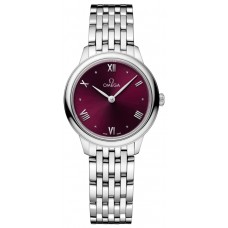 Réplique Montre pour femme Omega De Ville Prestige Quartz 27,5 mm cadran bordeaux en acier 434.10.28.60.11.001