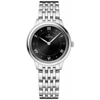 Réplique Montre pour femme Omega De Ville Prestige Quartz 30 mm cadran noir en acier 434.10.30.60.01.001