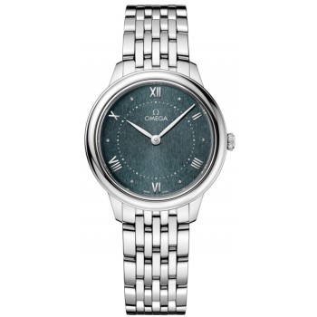 Réplique Montre pour femme Omega De Ville Prestige Quartz 30 mm cadran vert en acier 434.10.30.60.10.001