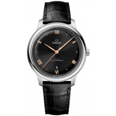 Réplique Omega De Ville Prestige Co-Axial Master Chronometer 40 mm Cadran noir Bracelet en cuir Montre pour homme 434.13.40.20.01.001