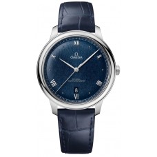 Réplique Omega De Ville Prestige Co-Axial Chronomètre Réserve de marche 41 mm Cadran bleu Bracelet en cuir Montre pour homme 434.13.40.20.03.001