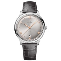 Réplique Omega De Ville Prestige Co-Axial Master Chronometer 40 mm Cadran gris Bracelet en cuir Montre pour homme 434.13.40.20.06.001