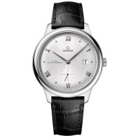 Réplique Omega De Ville Prestige Co-Axial Master Chronometer Petite Seconde 41 mm Cadran Argent Bracelet Cuir Montre Homme 434.13.41.20.02.001