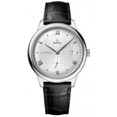 Réplique Omega De Ville Prestige Co-Axial Master Chronometer Petite Seconde 41 mm Cadran Argent Bracelet Cuir Montre Homme 434.13.41.20.02.001