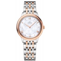 Réplique Montre pour femme Omega De Ville Prestige Quartz 30 mm avec cadran en nacre, or rose 18 carats et acier 434.20.30.60.05.001