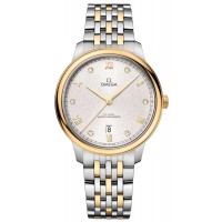 Réplique Omega De Ville Prestige Co-Axial Master Chronometer 40 mm Cadran diamant argenté Montre pour homme en or jaune et acier 434.20.40.20.52.001