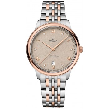 Réplique Omega De Ville Prestige Co-Axial Master Chronometer 40 mm Cadran diamant blanc cassé Montre pour homme en or rose et acier 434.20.40.20.59.001