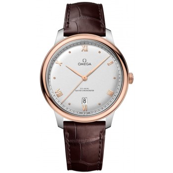 Réplique Omega De Ville Prestige Co-Axial Master Chronometer 40 mm Cadran argenté Bracelet en cuir Montre pour homme 434.23.40.20.02.001