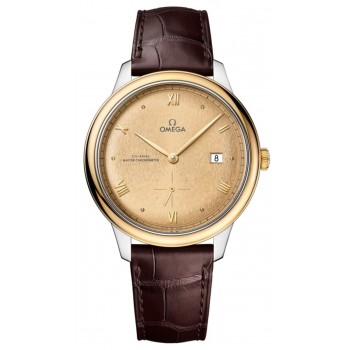 Réplique Omega De Ville Prestige Co-Axial Master Chronometer Petite Seconde 41 mm Cadran Or Bracelet Cuir Montre Homme 434.23.41.20.08.001