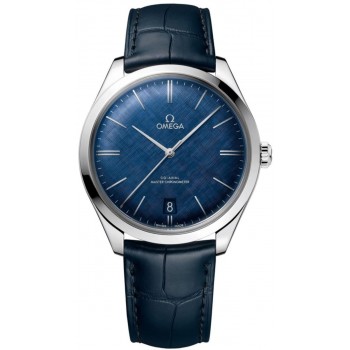 Réplique Montre pour homme Omega De Ville Tresor avec cadran bleu et bracelet en cuir 435.13.40.21.03.001