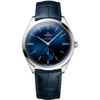 Réplique Montre pour homme Omega De Ville Tresor avec cadran bleu et bracelet en cuir 435.13.40.21.03.002