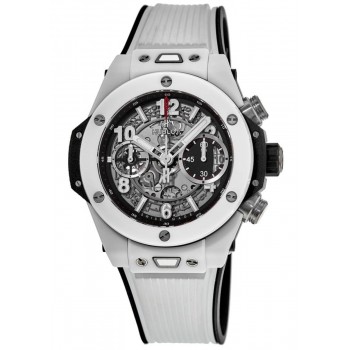 Réplique Montre pour homme Hublot Big Bang Unico 42 mm avec cadran squelette en céramique blanche 441.HX.1170.RX