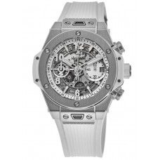 Réplique Montre Hublot Big Bang Unico Skeleton en titane et bracelet en caoutchouc blanc pour homme 441.NE.2011.RW