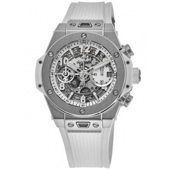 Réplique Montre Hublot Big Bang Unico Skeleton en titane et bracelet en caoutchouc blanc pour homme 441.NE.2011.RW