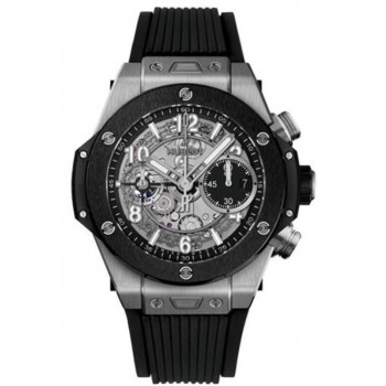 Réplique Montre pour homme Hublot Big Bang Unico avec cadran squelette et bracelet en caoutchouc 441.NM.1171.RX