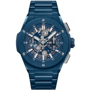 Réplique Montre pour homme Hublot Big Bang Integral en céramique bleue avec cadran squelette en céramique 451.EX.5123.EX