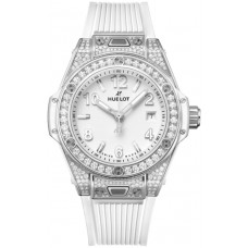 Réplique Montre pour femme Hublot Big Bang One Click avec cadran blanc et bracelet en caoutchouc diamant 485.SE.2010.RW.1604