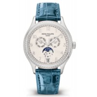 Réplique Montre pour femme Patek Philippe Complications avec cadran blanc et bracelet en alligator 4947G-010