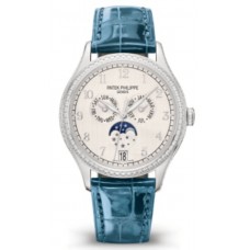 Réplique Montre pour femme Patek Philippe Complications avec cadran blanc et bracelet en alligator 4947G-010