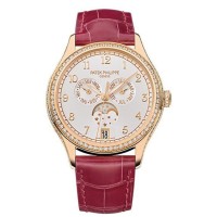 Réplique Montre automatique pour femme Patek Philippe Complications avec cadran Sunburst argenté et or rose 18 carats 4947R