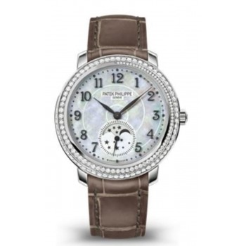 Réplique Montre pour femme Patek Philippe Complications avec cadran en nacre et bracelet en cuir 4968R-010