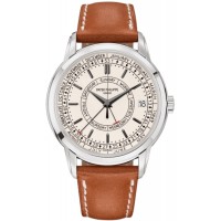 Réplique Patek Philippe Calatrava Calendrier hebdomadaire Cadran argenté Bracelet en cuir Montre pour homme 5212A-001