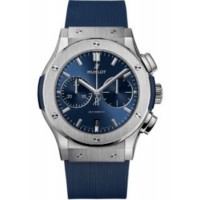 Réplique Montre pour homme Hublot Classic Fusion chronographe cadran bleu bracelet en caoutchouc 521.NX.7170.RX