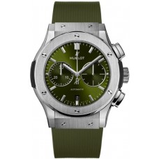 Réplique Montre pour homme Hublot Classic Fusion chronographe cadran vert bracelet en caoutchouc 521.NX.8970.RX