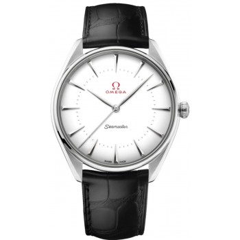 Réplique Omega Seamaster Olympic Chronométreur officiel Cadran blanc Bracelet en cuir Montre pour homme 522.53.40.20.04.002