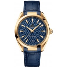 Réplique Omega Seamaster Aqua Terra 150m Master Co-Axial Tokyo 2020 Montre pour homme avec cadran bleu et bracelet en cuir 522.53.41.21.03.001