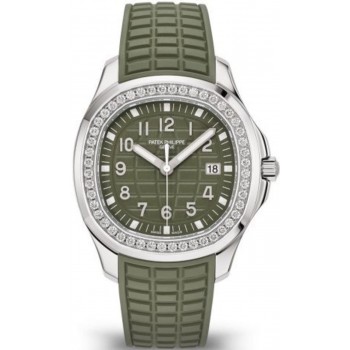 Réplique Montre pour homme Patek Philippe Aquanaut avec cadran vert et bracelet composite diamant 5267/200A-011