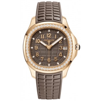 Réplique Montre pour femme Patek Philippe Aquanaut avec cadran taupe et bracelet composite diamant 5268/200R-010